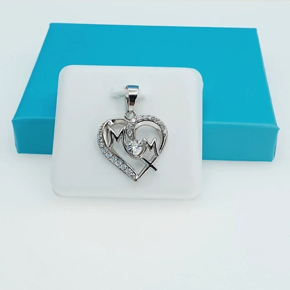 "925 Sterling Silver CZ Beautiful Mom Pendant for Women, 1USPAR4024 - Picture 9 of 11